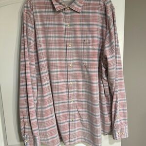 Tommy Bahama Peach and Gray Plaid Shirt